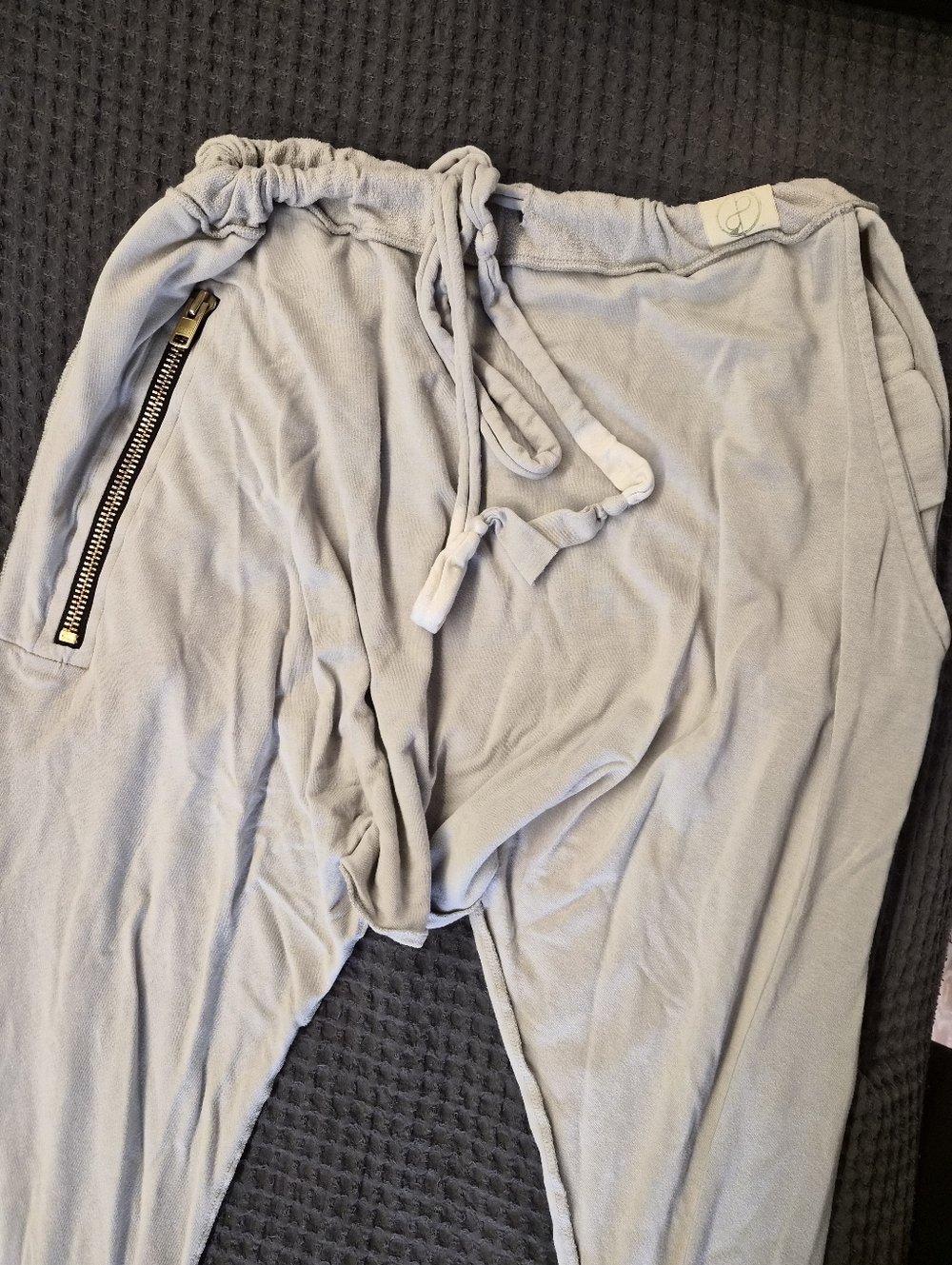 One Golden Thread Light Gray Drawstring Tree Pant Jogger Pants with Zip Pocket